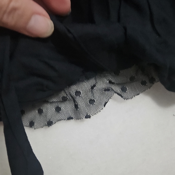 FREE PEOPLE Call Me Later Ruffle Tie Front Boho Rayon Blouse Top.Black. Size SM - Picture 5 of 16